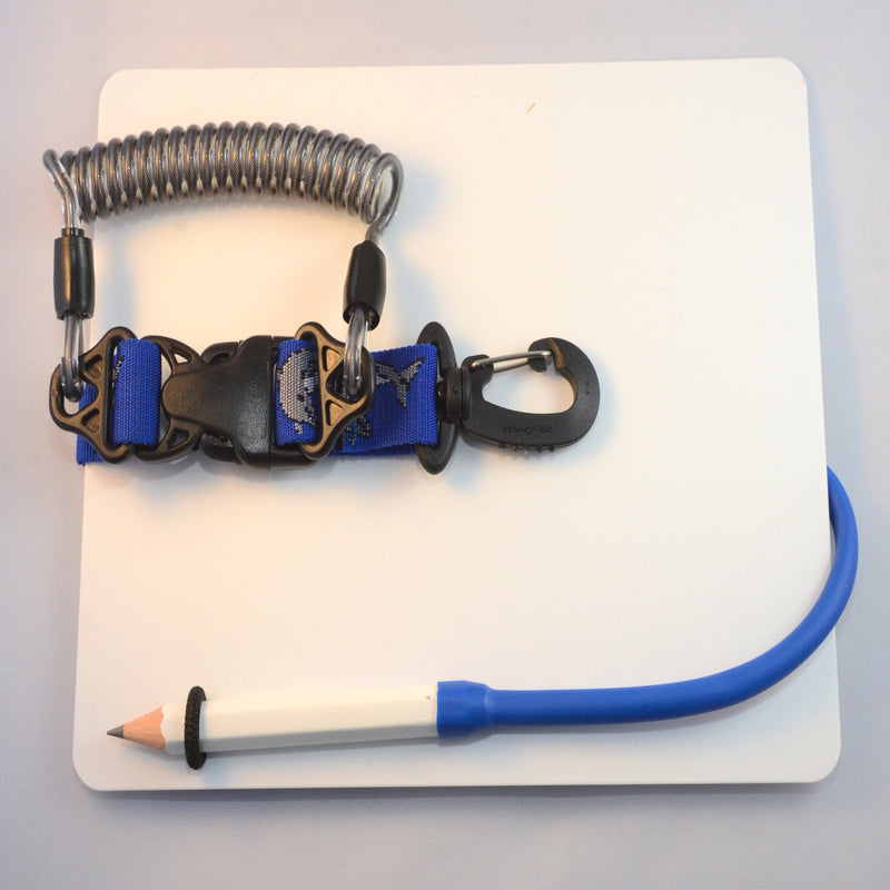 Laden Sie das Bild in Galerie -Viewer, Schreibtafel 24 x 19 cm mit Edelstahl Spiralkabel zum verkürzen und drehbarem Kunststoff- Karabiner