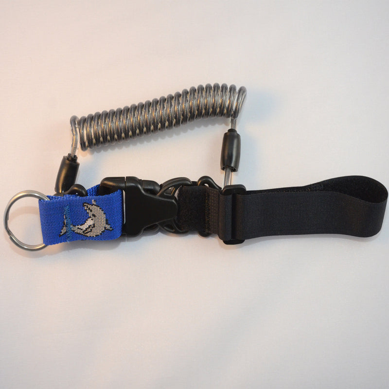 Laden Sie das Bild in Galerie -Viewer, Edelstahl Spiralkabel mit einer individuell einstellbaren Velcro Handschlaufe und Inox Splittring 32mm