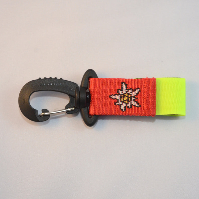 Laden Sie das Bild in Galerie -Viewer, Karabiner drehbar mit neongelbem Velcro Schlauchhalter