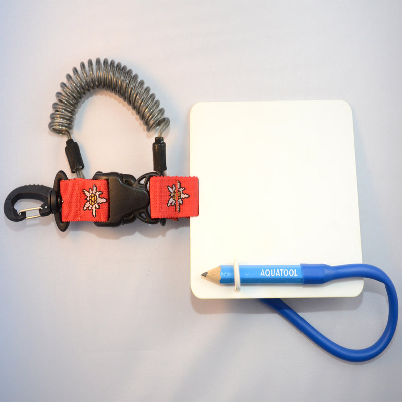 Laden Sie das Bild in Galerie -Viewer, Schreibtafel 15 x 13 cm mit Edelstahl Spiralkabel zum verkürzen und drehbarem Kunststoff- Karabiner