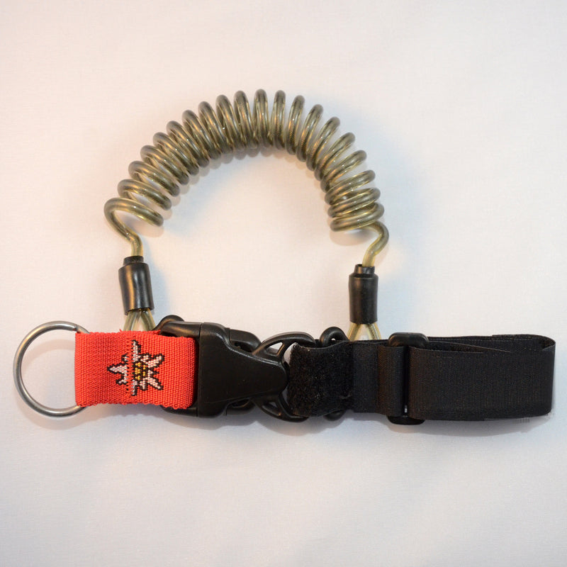 Laden Sie das Bild in Galerie -Viewer, Edelstahl Spiralkabel mit einer individuell einstellbaren Velcro Handschlaufe und Inox Splittring 32mm