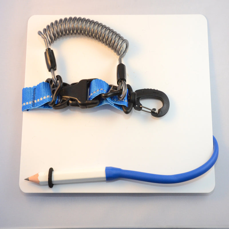 Laden Sie das Bild in Galerie -Viewer, Schreibtafel 24 x 19 cm mit Edelstahl Spiralkabel zum verkürzen und drehbarem Kunststoff- Karabiner