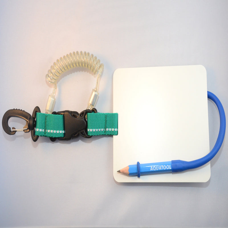 Laden Sie das Bild in Galerie -Viewer, Schreibtafel 15 x 13 cm mit Edelstahl Spiralkabel zum verkürzen und drehbarem Kunststoff- Karabiner