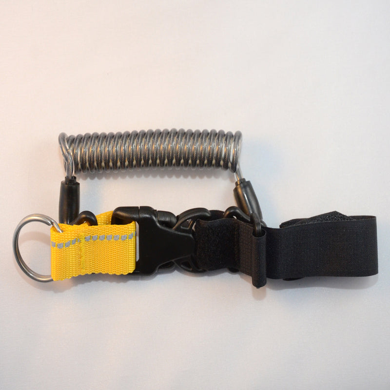 Laden Sie das Bild in Galerie -Viewer, Edelstahl Spiralkabel mit einer individuell einstellbaren Velcro Handschlaufe und Inox Splittring 32mm