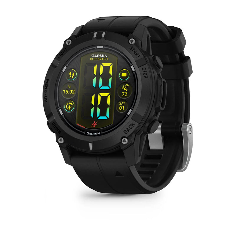 Laden Sie das Bild in Galerie -Viewer, Garmin Descent™ G2 Schwarz mit Silikon-Wechselarmband 22 mm