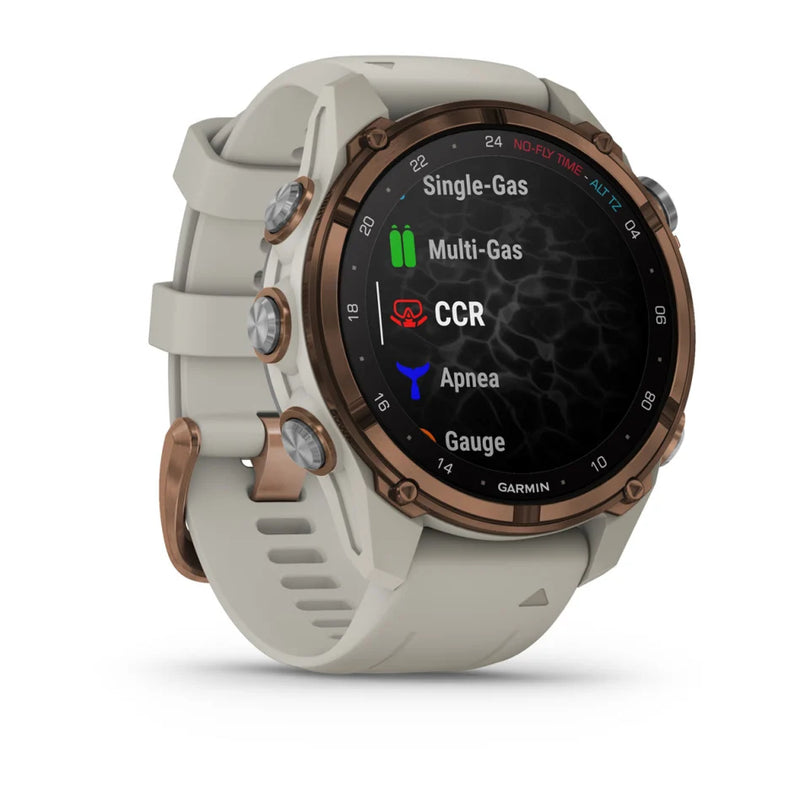 Laden Sie das Bild in Galerie -Viewer, Garmin Descent™ Mk3i – 43 mm, Goldfarbenes PVD-Titan mit French Grey Silikonarmband