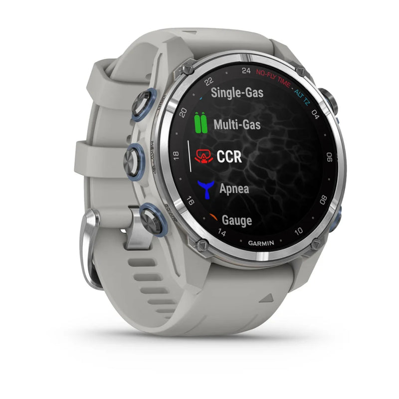 Laden Sie das Bild in Galerie -Viewer, Garmin Descent™ Mk3 – 43 mm, Edelstahl mit grauem Silikonarmband