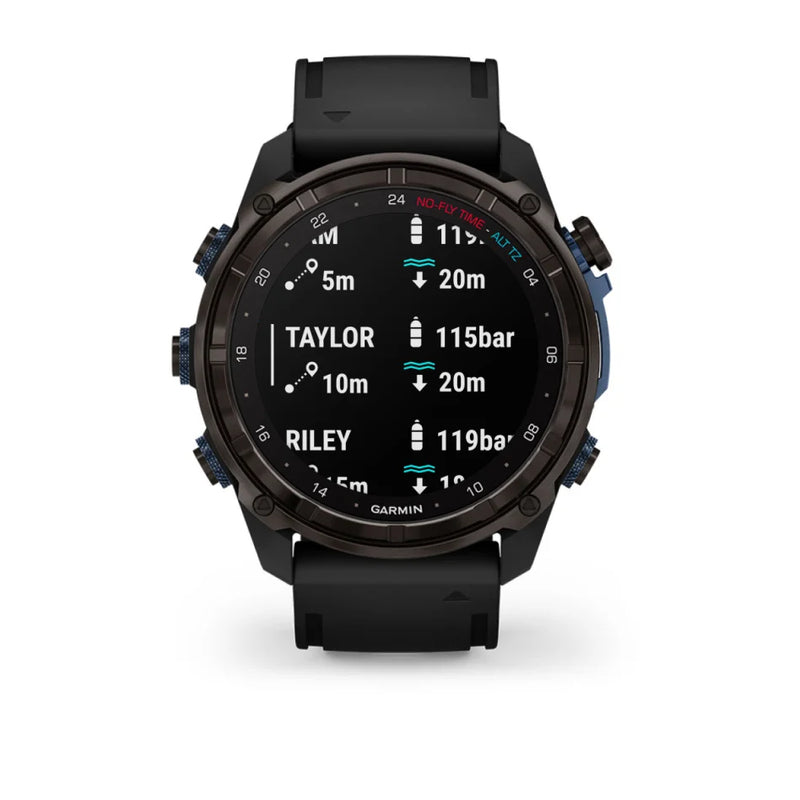 Laden Sie das Bild in Galerie -Viewer, Garmin Descent™ Mk3i –  Graues DLC-Titan mit Tankpod T2 und Silikonarmband -  51 mm
