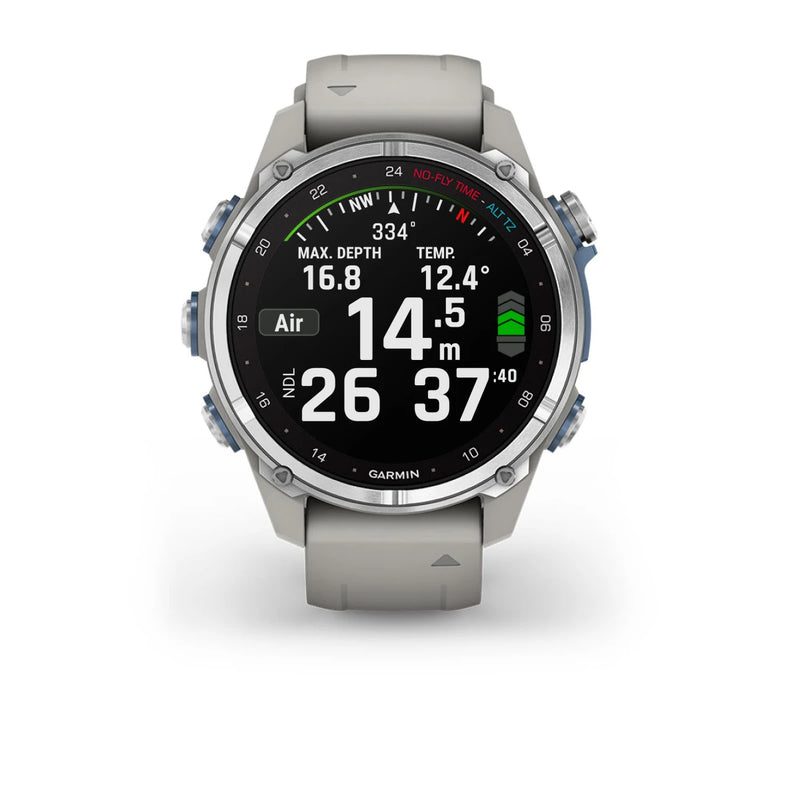 Laden Sie das Bild in Galerie -Viewer, Garmin Descent™ Mk3 – 43 mm, Edelstahl mit grauem Silikonarmband