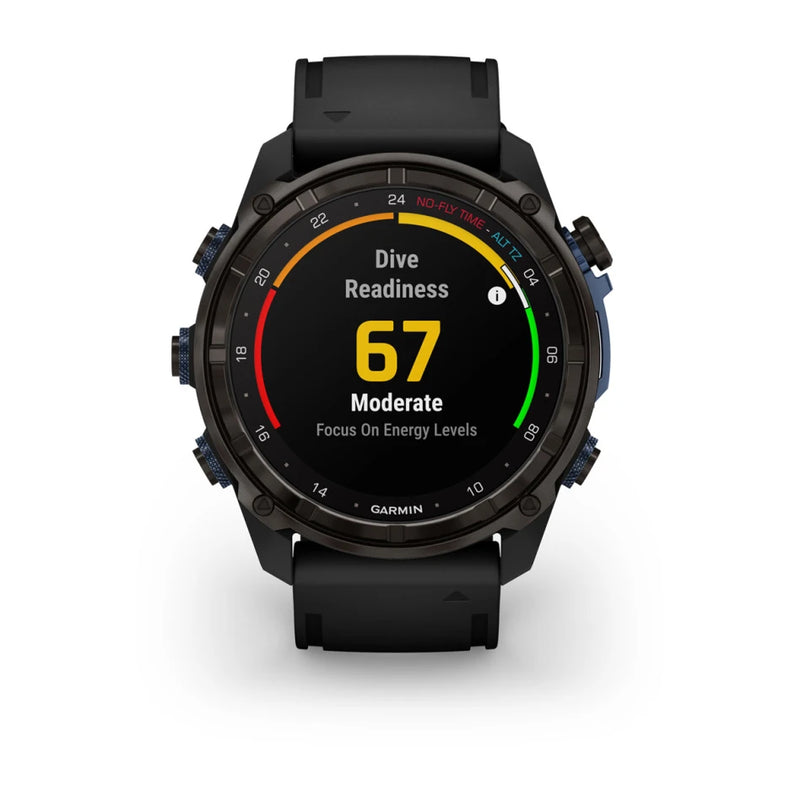 Laden Sie das Bild in Galerie -Viewer, Garmin Descent™ Mk3i – 51 mm, Graues DLC-Titan mit schwarzem Silikonarmband
