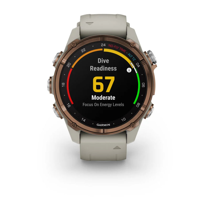Laden Sie das Bild in Galerie -Viewer, Garmin Descent™ Mk3i – 43 mm, Goldfarbenes PVD-Titan mit French Grey Silikonarmband