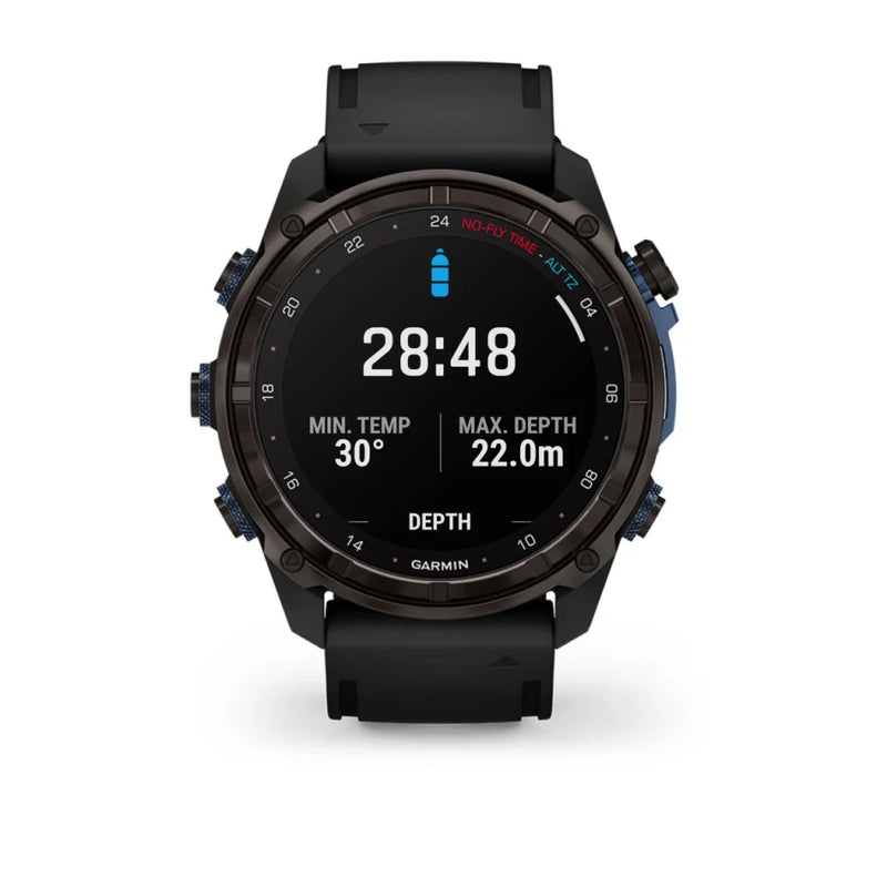 Laden Sie das Bild in Galerie -Viewer, Garmin Descent™ Mk3i – 51 mm, Graues DLC-Titan mit schwarzem Silikonarmband