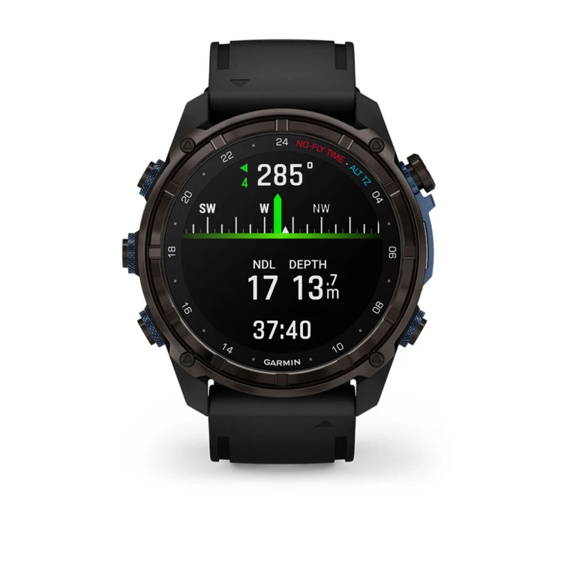 Laden Sie das Bild in Galerie -Viewer, Garmin Descent™ Mk3i – 51 mm, Graues DLC-Titan mit schwarzem Silikonarmband
