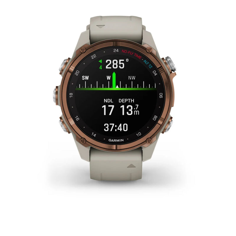 Laden Sie das Bild in Galerie -Viewer, Garmin Descent™ Mk3i – 43 mm, Goldfarbenes PVD-Titan mit French Grey Silikonarmband