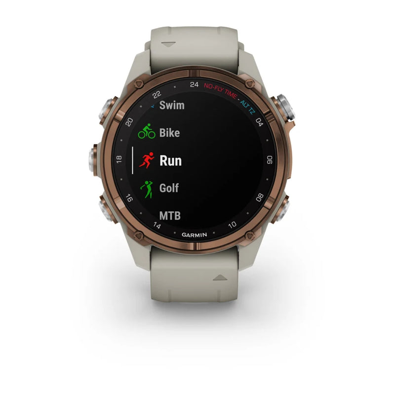 Laden Sie das Bild in Galerie -Viewer, Garmin Descent™ Mk3i – 43 mm, Goldfarbenes PVD-Titan mit French Grey Silikonarmband