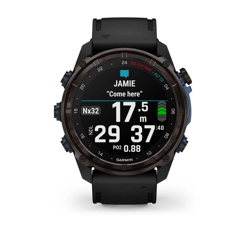 Laden Sie das Bild in Galerie -Viewer, Garmin Descent™ Mk3i –  Graues DLC-Titan mit Tankpod T2 und Silikonarmband -  51 mm