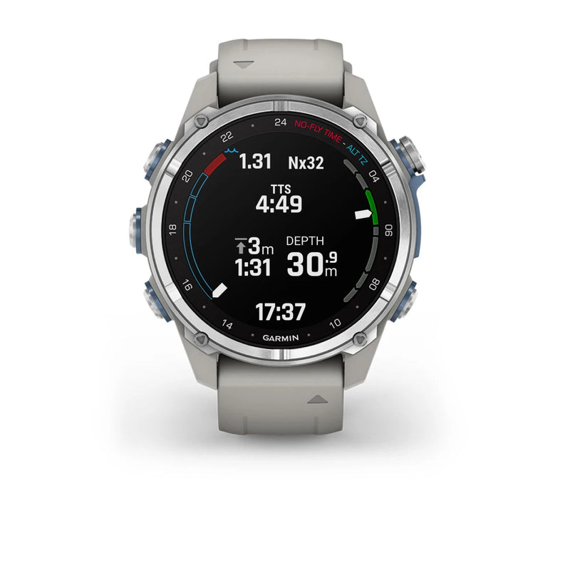 Laden Sie das Bild in Galerie -Viewer, Garmin Descent™ Mk3 – 43 mm, Edelstahl mit grauem Silikonarmband