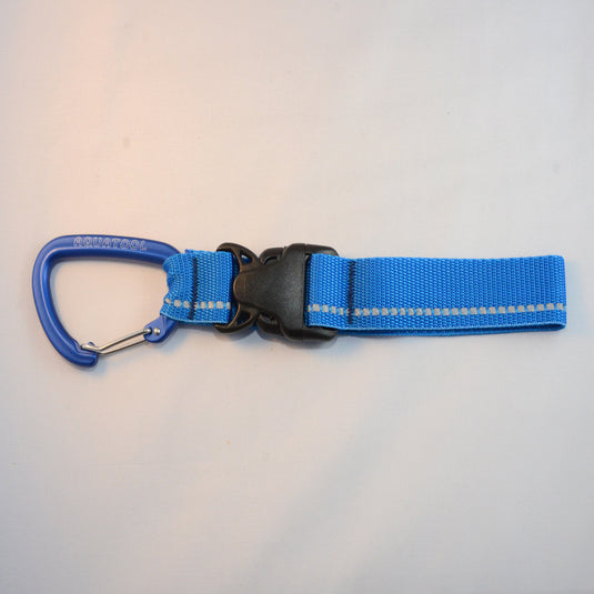 Alu Karabiner blau 80mm mit einer Schnellverschluss Schnalle