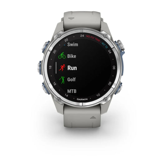 Garmin Descent™ Mk3 – 43 mm, Edelstahl mit grauem Silikonarmband