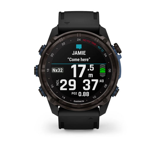 Garmin Descent™ Mk3i – 51 mm, Graues DLC-Titan mit schwarzem Silikonarmband